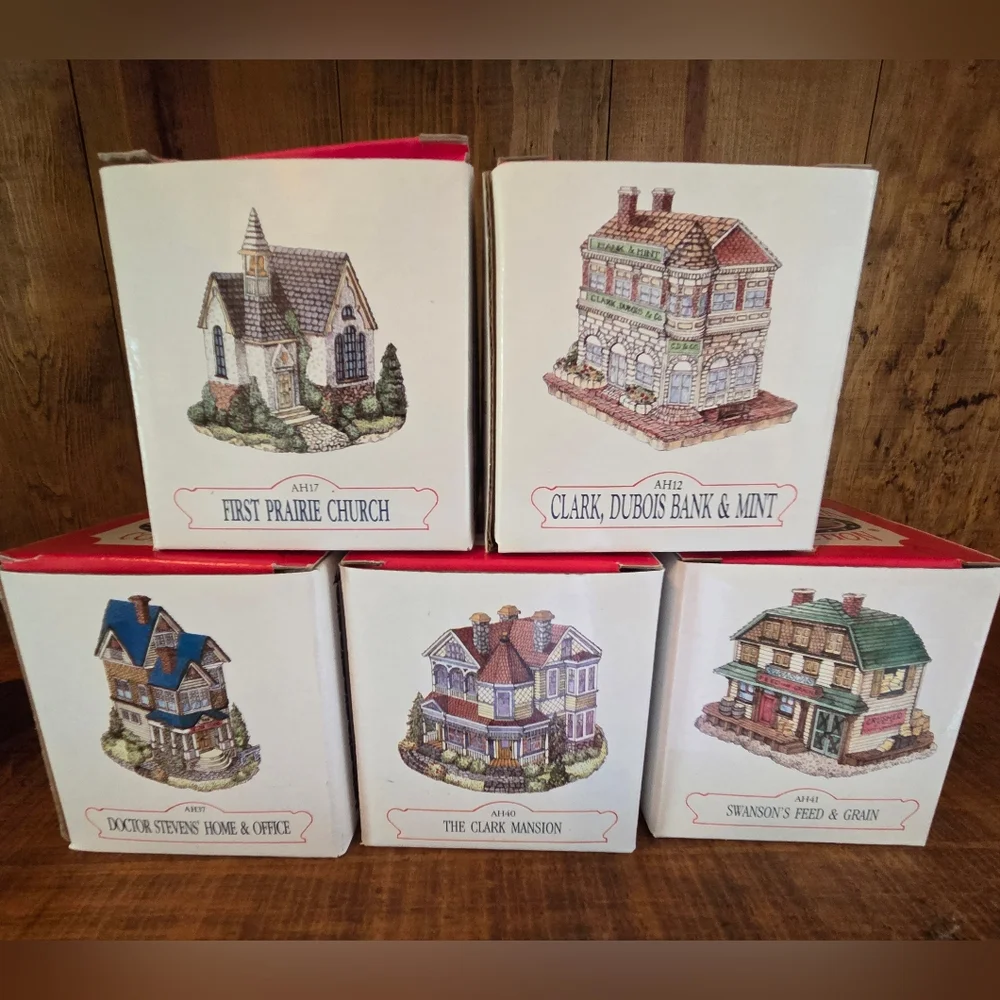 Liberty Falls Mini Houses Village Town Bundle of 5 Church Bank Feed Store Doctor